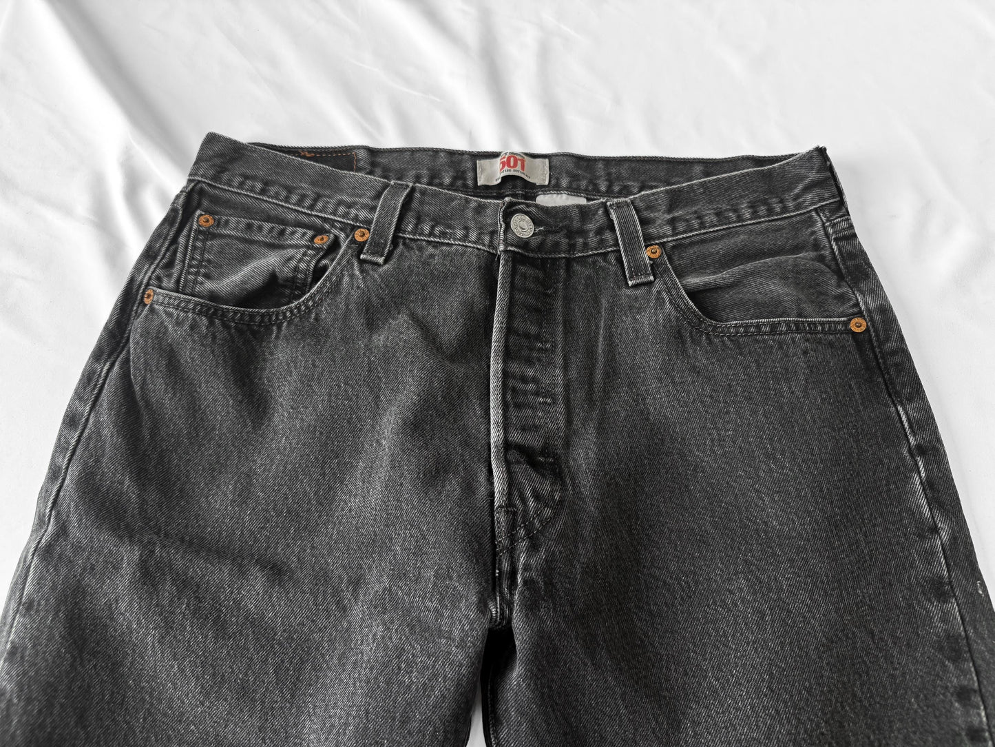 Vintage Levi's 505 Faded Washed Black Straight Leg Unisex Jeans, Sz. 34" x 29"