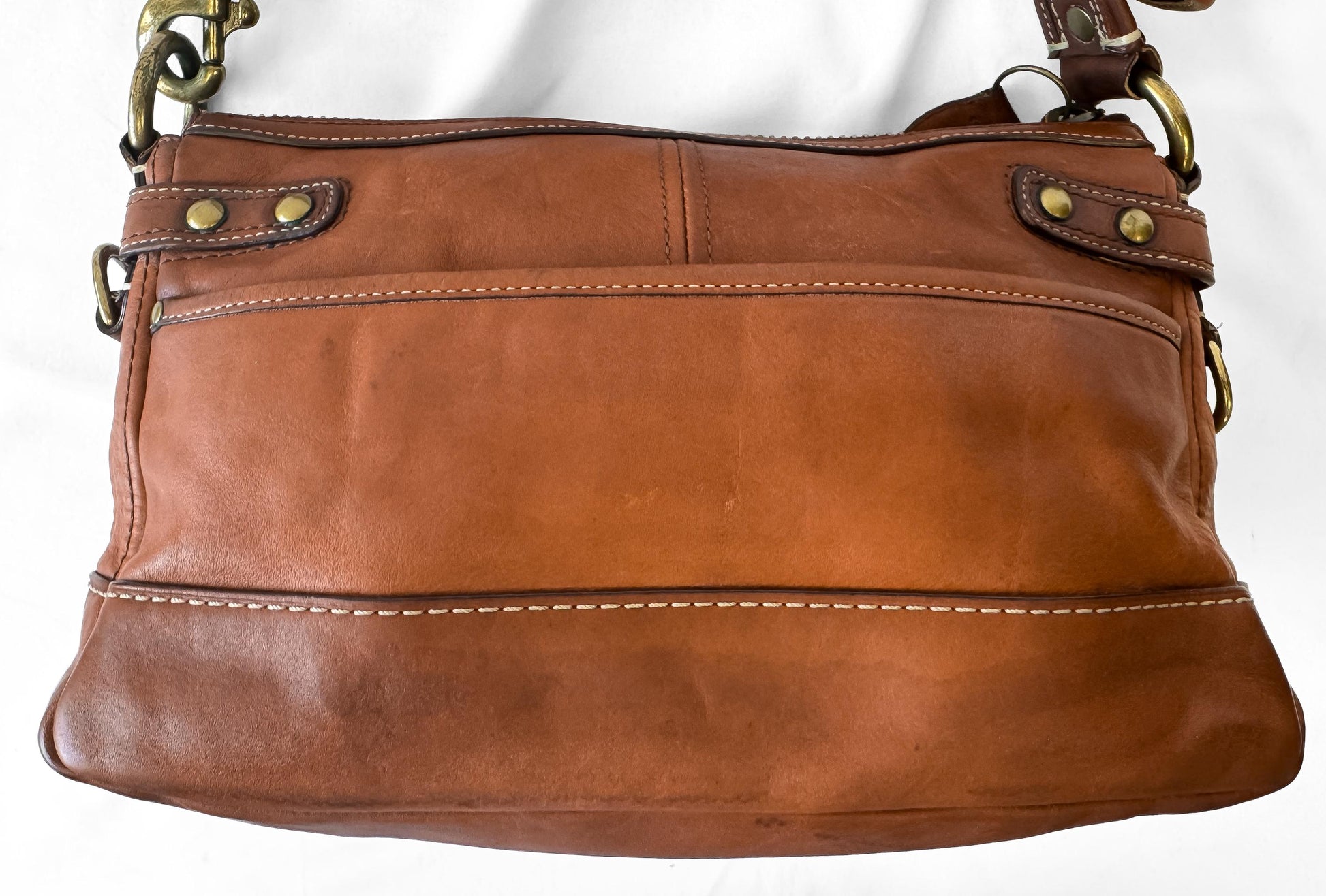Y2K 00s Coach Legacy Leigh 65th Anniversary Cognac Brown Leather Turnlock Shoulder Bag, Style 11127