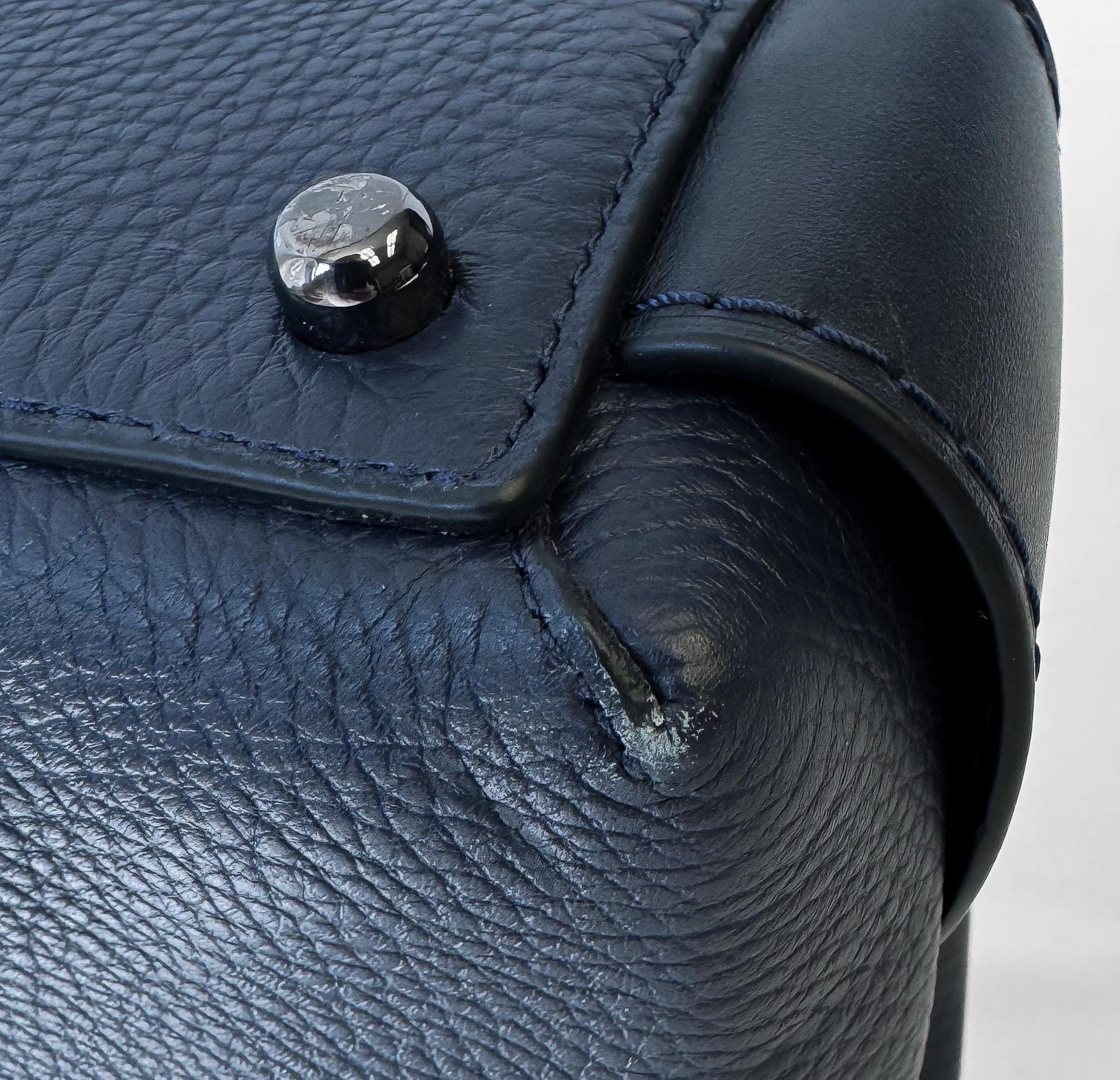 Modern Coach Brooklyn 28 Navy Blue Pebbled Leather Tote with Detachable Strap, Style #56839