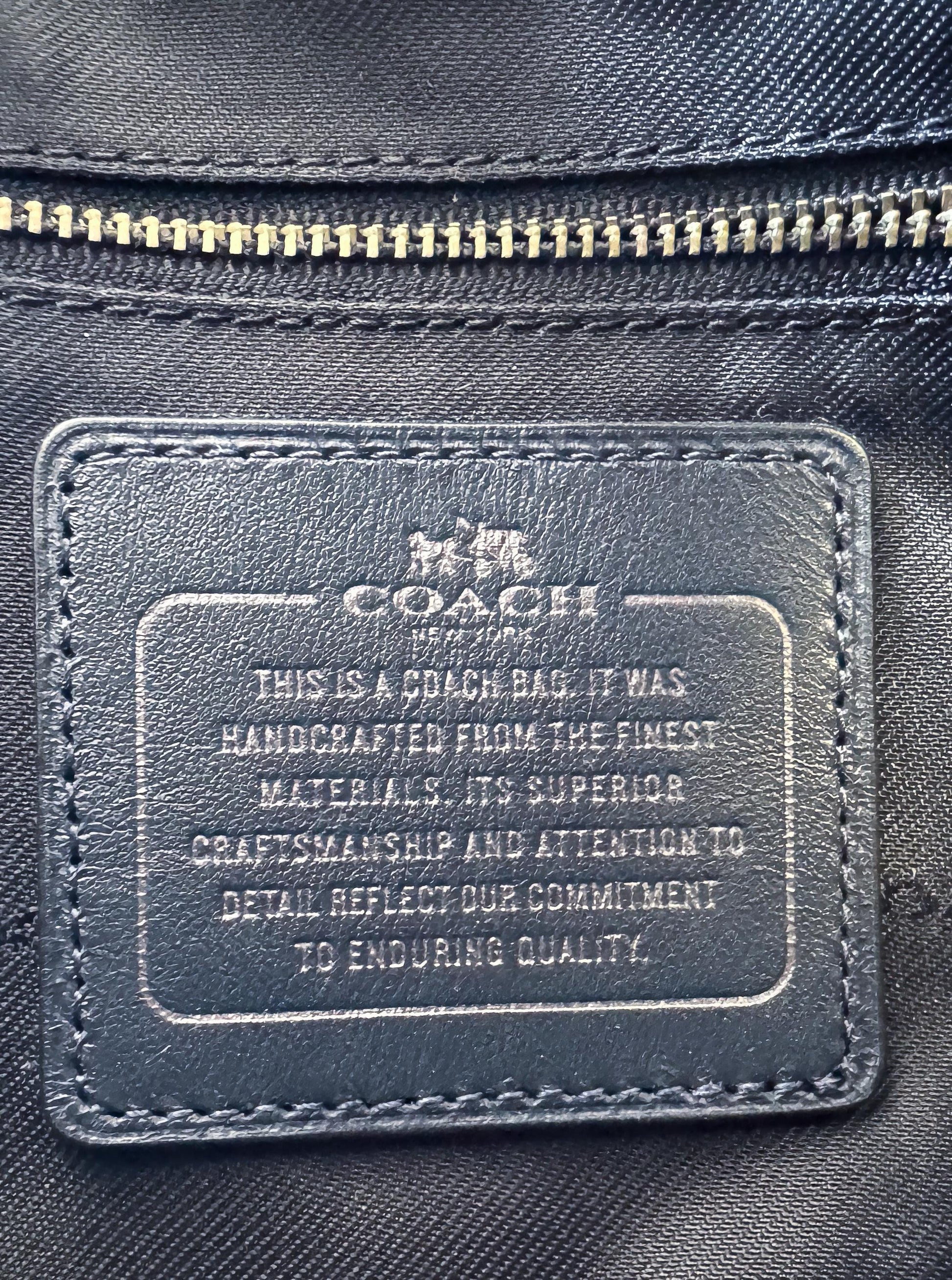Modern Coach Brooklyn 28 Navy Blue Pebbled Leather Tote with Detachable Strap, Style #56839