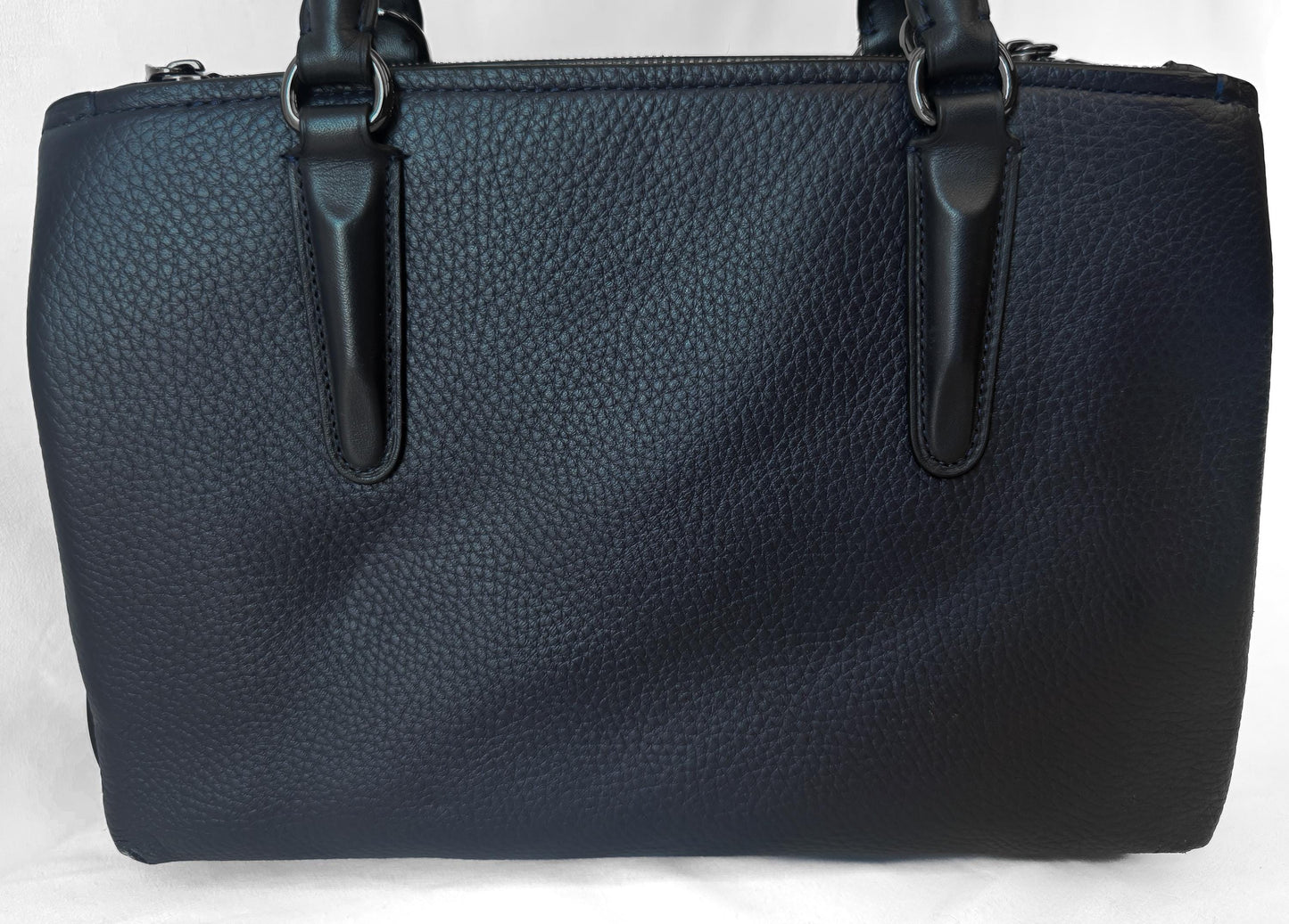 Modern Coach Brooklyn 28 Navy Blue Pebbled Leather Tote with Detachable Strap, Style #56839