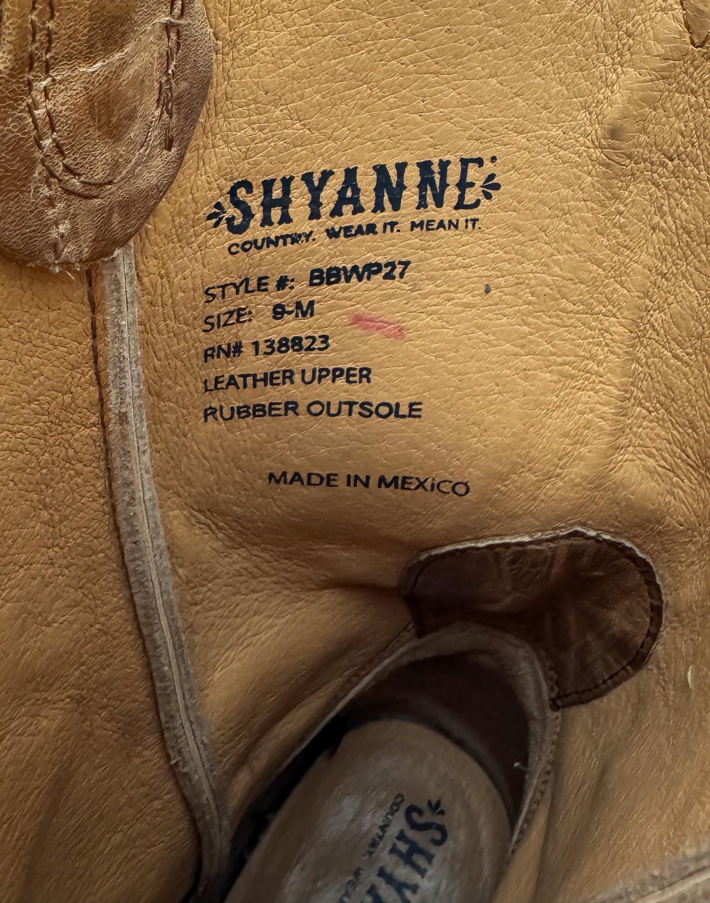 Vintage Style Shyanne Tan Studded Hybrid Leather TPU Imogen Cowboy Boots, Women's Sz. 9M, Unique Western Festival Style Boots
