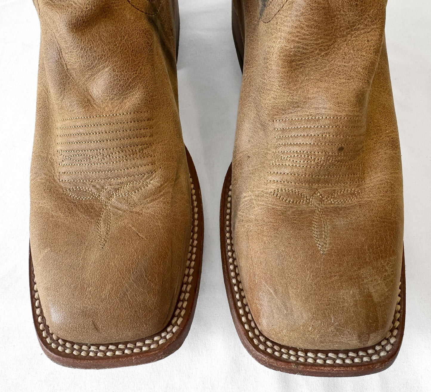 Vintage Style Shyanne Tan Studded Hybrid Leather TPU Imogen Cowboy Boots, Women's Sz. 9M, Unique Western Festival Style Boots