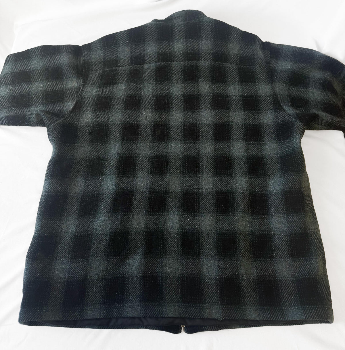 Vintage Style Pendleton Dark Teal Blue Plaid Wool Field Jacket, Men's Sz. L