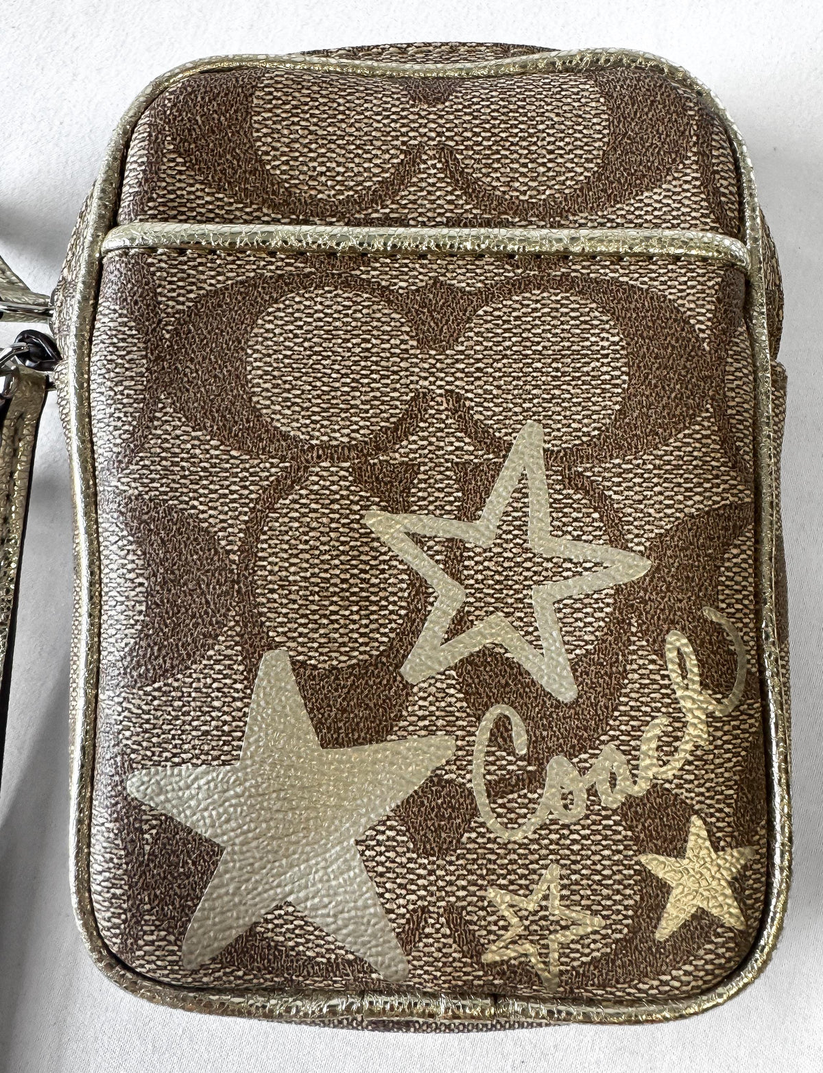 NWT Y2K Coach Beige Heritage Star Multi Purpose Pouch Wristlet Wallet