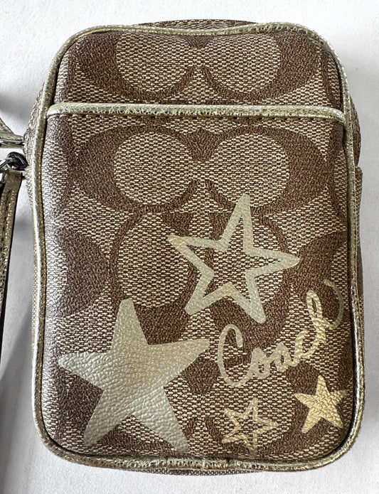 NWT Y2K Coach Beige Heritage Star Multi Purpose Pouch Wristlet Wallet
