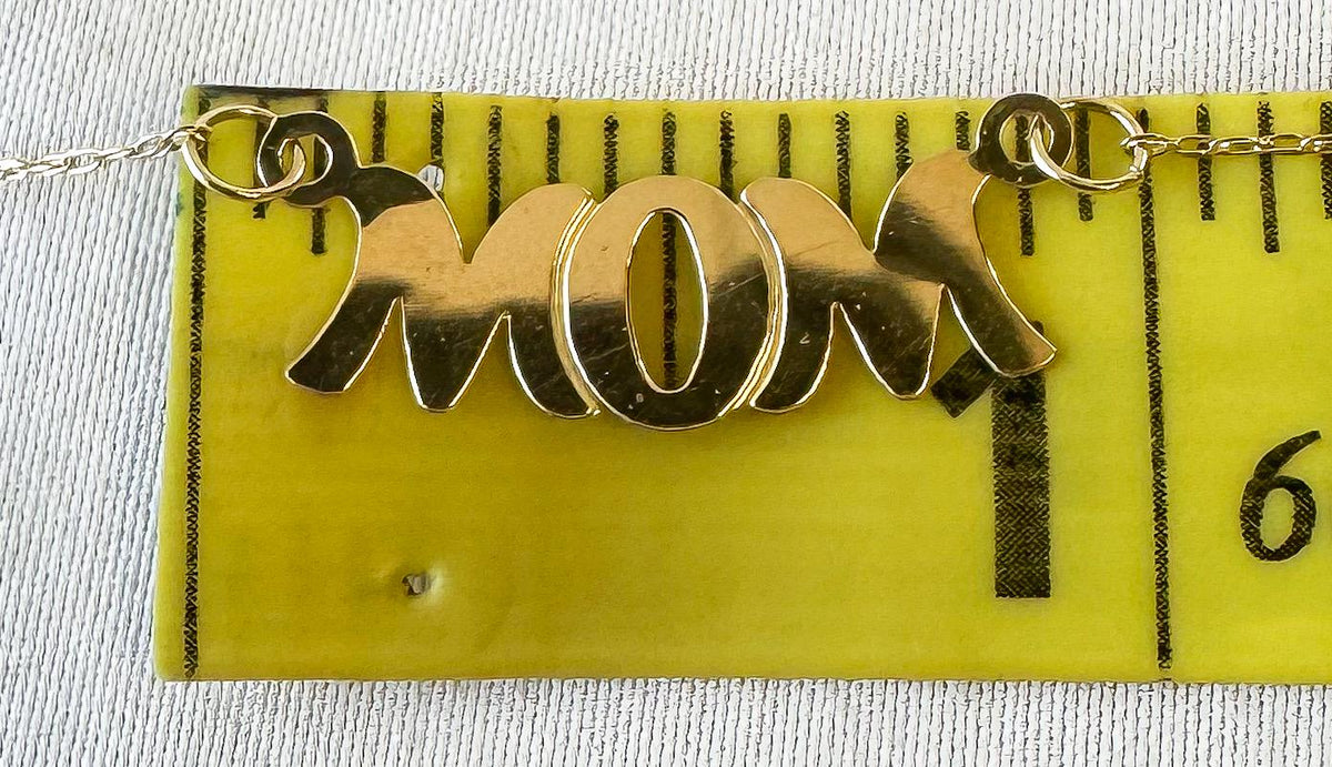 Vintage 10K OroAmerica Yellow Gold "MOM" 18 Inch Dainty Pendant Necklace