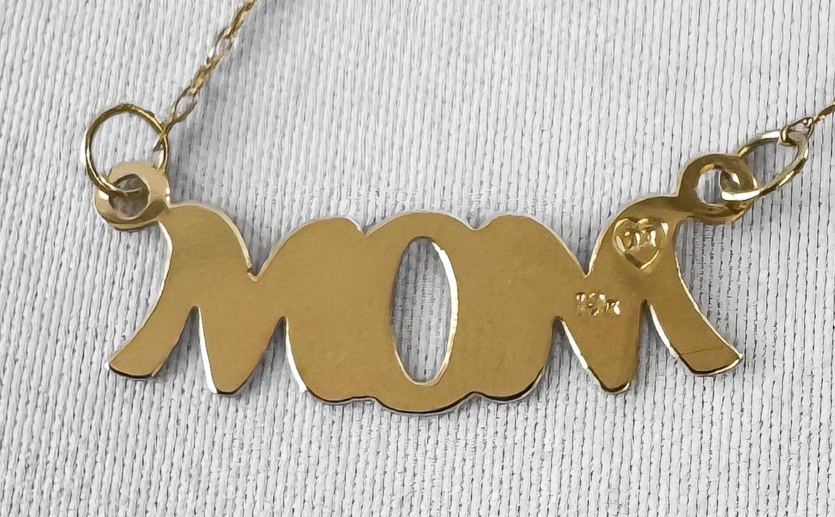 Vintage 10K OroAmerica Yellow Gold "MOM" 18 Inch Dainty Pendant Necklace