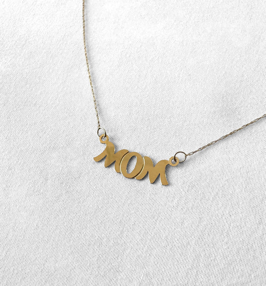 Vintage 10K OroAmerica Yellow Gold "MOM" 18 Inch Dainty Pendant Necklace