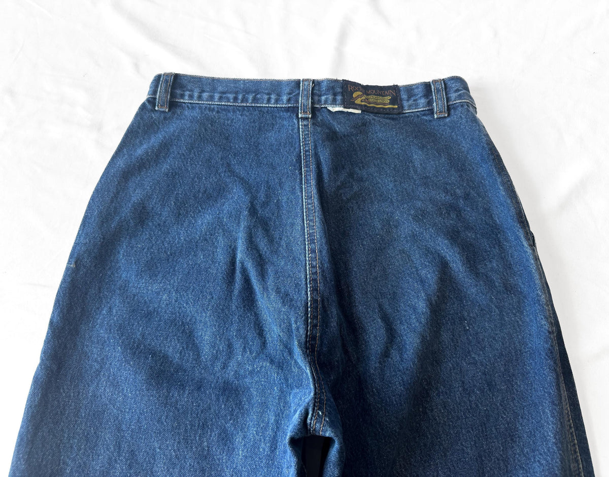 Vintage Rocky Mountain Medium Wash High Rise Pleated Front Tapered Jeans, Women's Sz. 28" x 32"