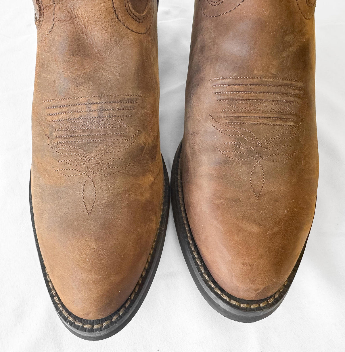 Vintage Style Justin Stampede Brown Leather Western Cowboy Boots, Style 2551, Men's Sz. 10D