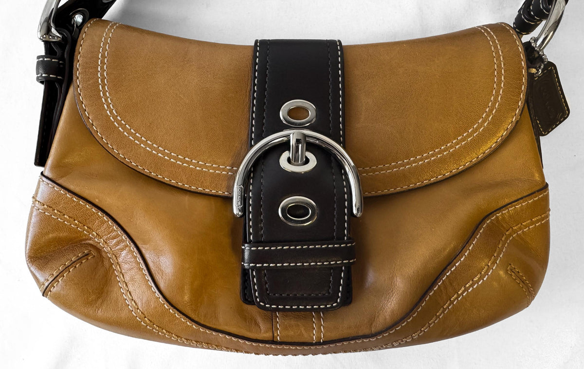 Y2K Coach Soho Small British Tan Color Block Leather Shoulder Bag, Style #10909
