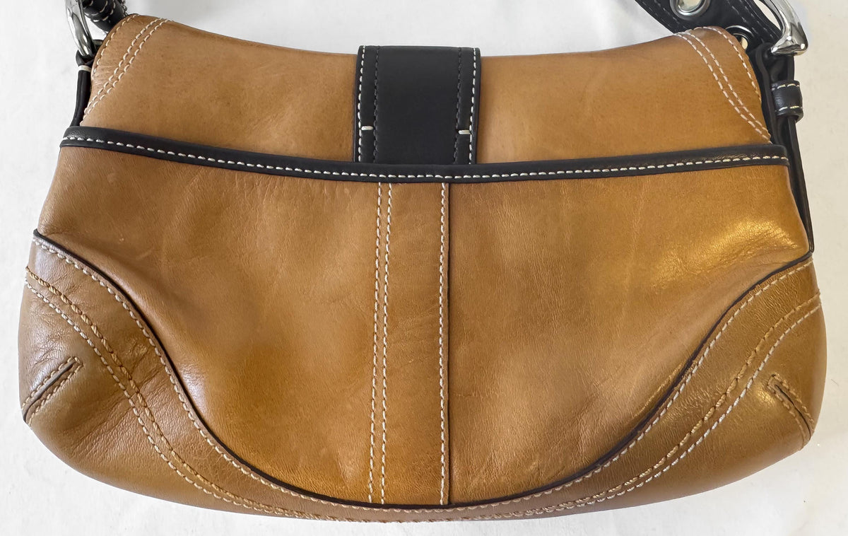 Y2K Coach Soho Small British Tan Color Block Leather Shoulder Bag, Style #10909