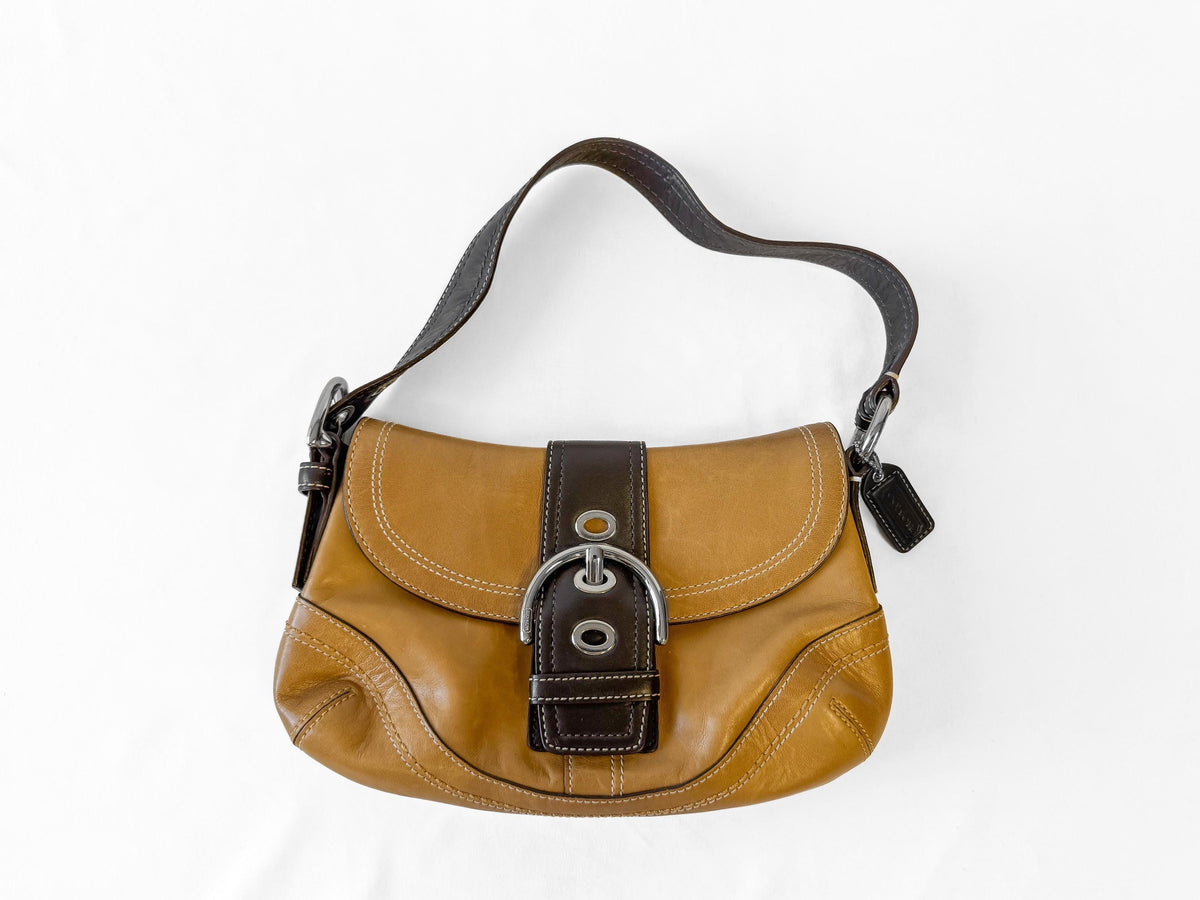 Y2K Coach Soho Small British Tan Color Block Leather Shoulder Bag, Style #10909