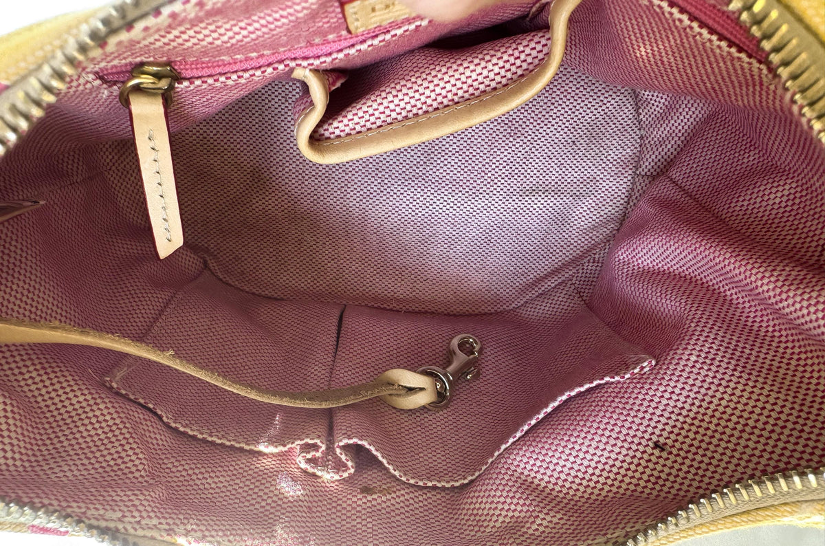 Y2K Dooney and Bourke Yellow Sweetheart Monogram Hobo Shoulder Bag