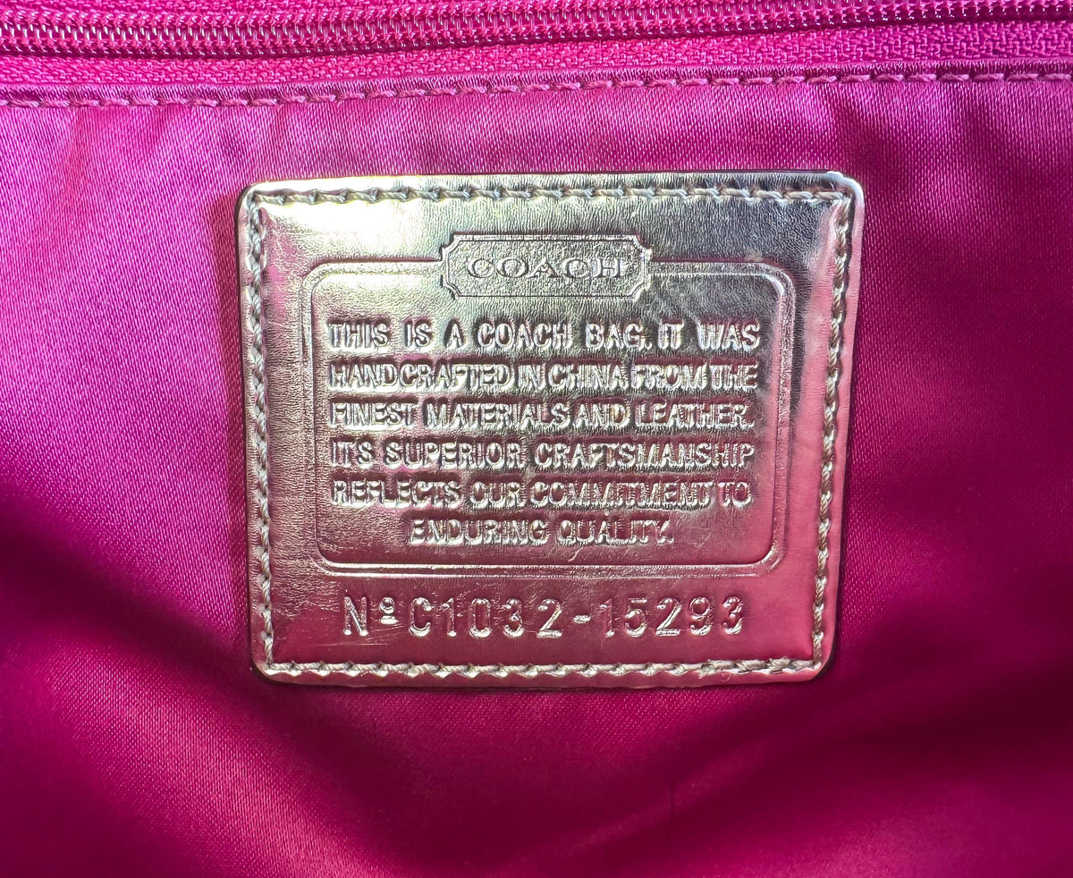 Y2K Coach Poppy Graffiti Vibrant Rainbow Multicolor Metallic Gold Nylon Shoulder Tote Bag, Style #15293