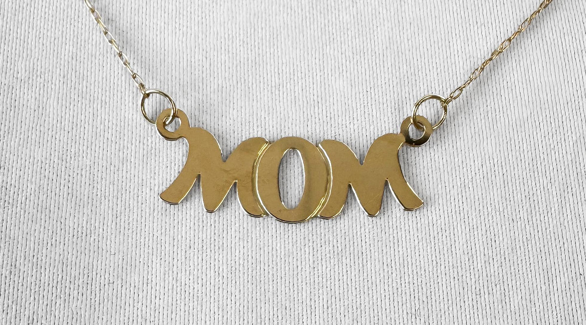 Vintage 10K OroAmerica Yellow Gold "MOM" 18 Inch Dainty Pendant Necklace