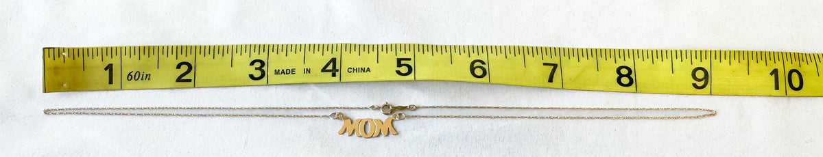 Vintage 10K OroAmerica Yellow Gold "MOM" 18 Inch Dainty Pendant Necklace