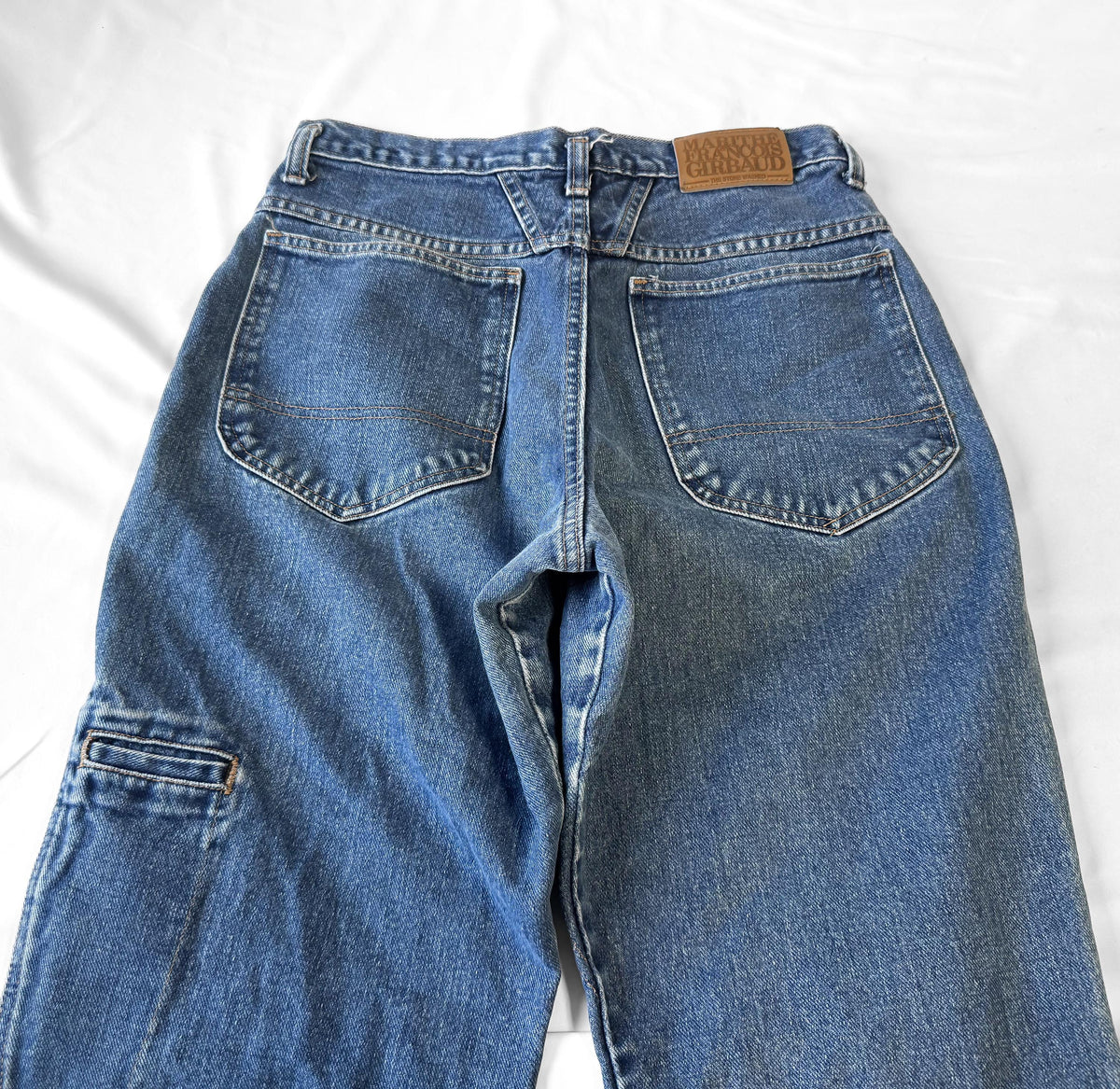 Vintage Marithe Francois Girbaud Medium Wash High Rise Baggy Carpenter Mom Jeans, Sz. 30" x 29"