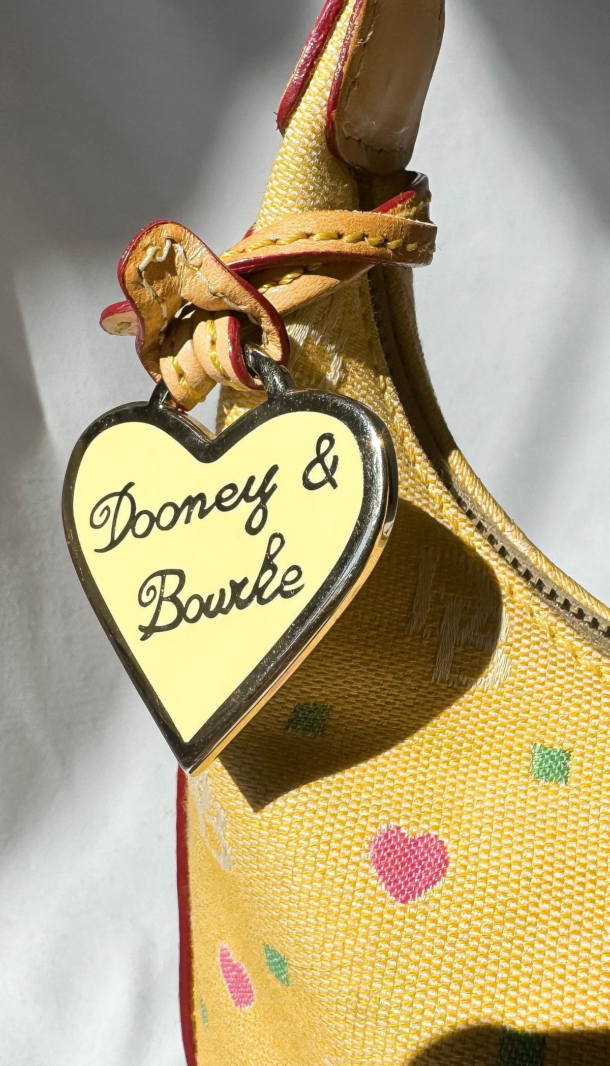 Y2K Dooney and Bourke Yellow Sweetheart Monogram Hobo Shoulder Bag