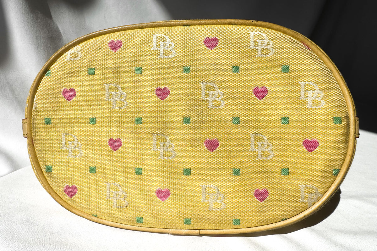 Y2K Dooney and Bourke Yellow Sweetheart Monogram Hobo Shoulder Bag