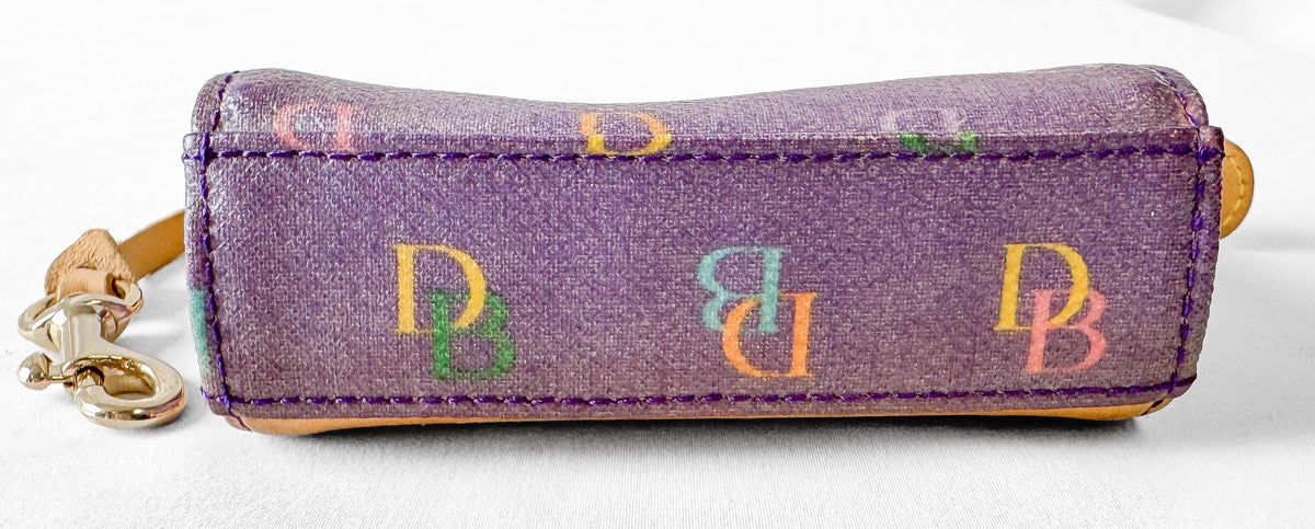Y2K Dooney and Bourke Purple Rainbow Monogram Heart Coin Case Key Wallet Pouch