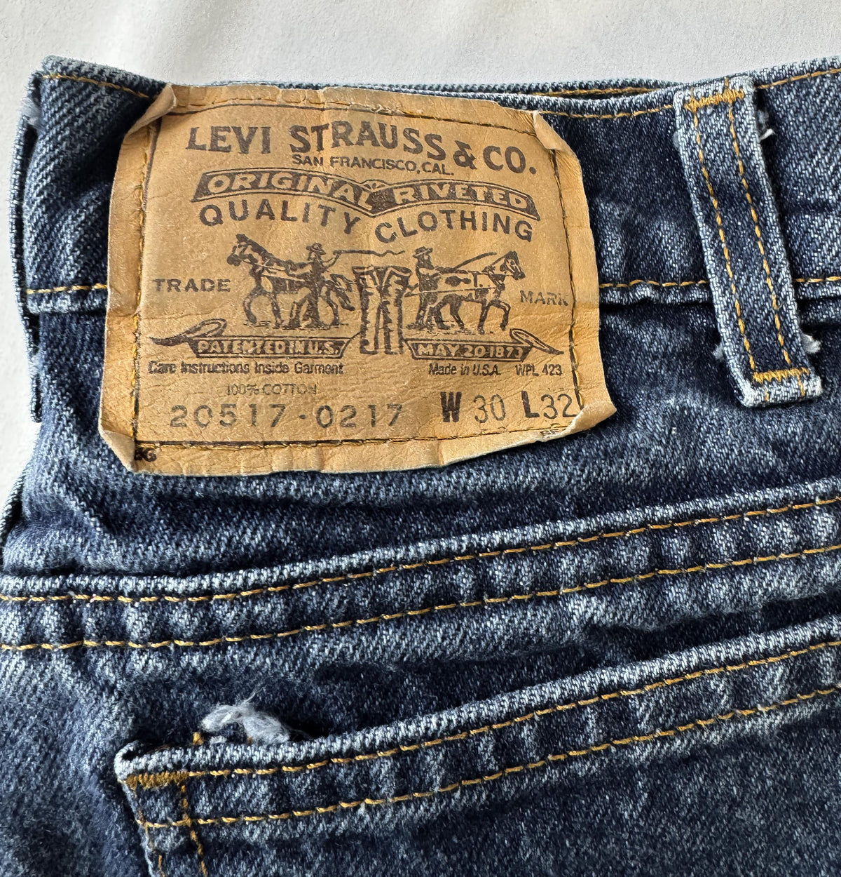 Vintage Orange Tab Levis 517 Medium Wash High Rise Bootcut Jeans, Sz. 29" x 32"