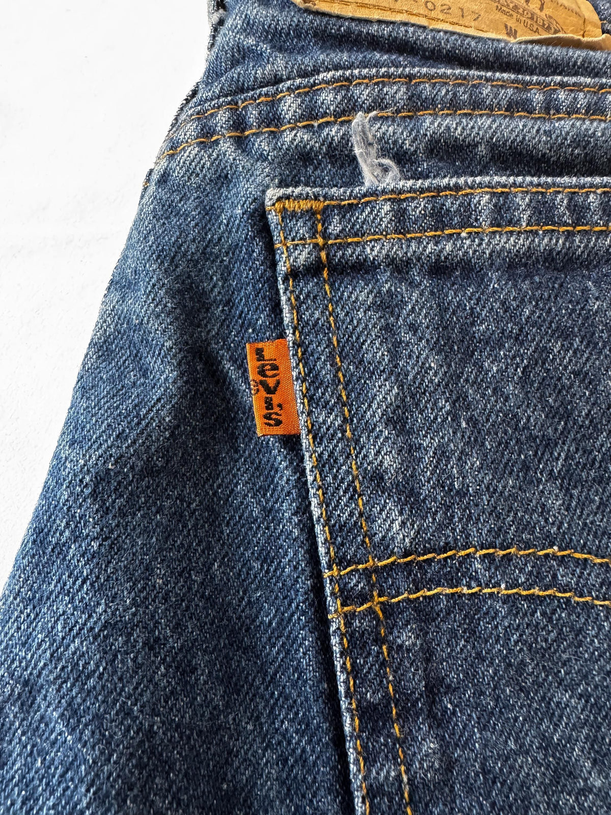 Vintage Orange Tab Levis 517 Medium Wash High Rise Bootcut Jeans, Sz. 29" x 32"