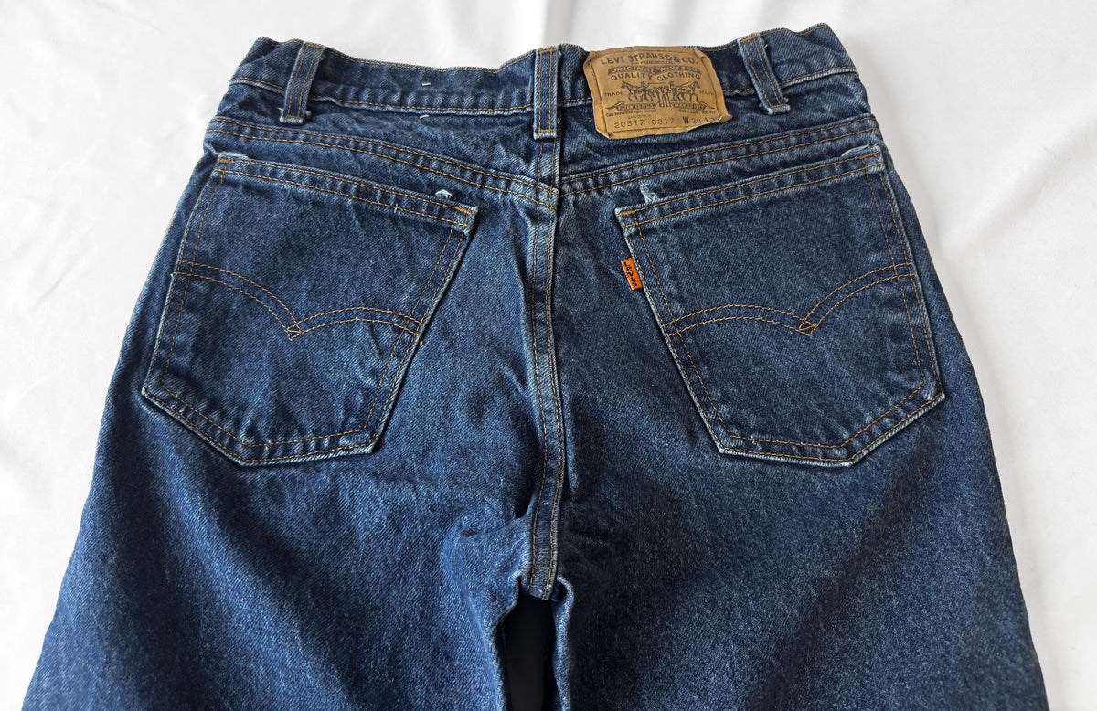 Vintage Orange Tab Levis 517 Medium Wash High Rise Bootcut Jeans, Sz. 29" x 32"