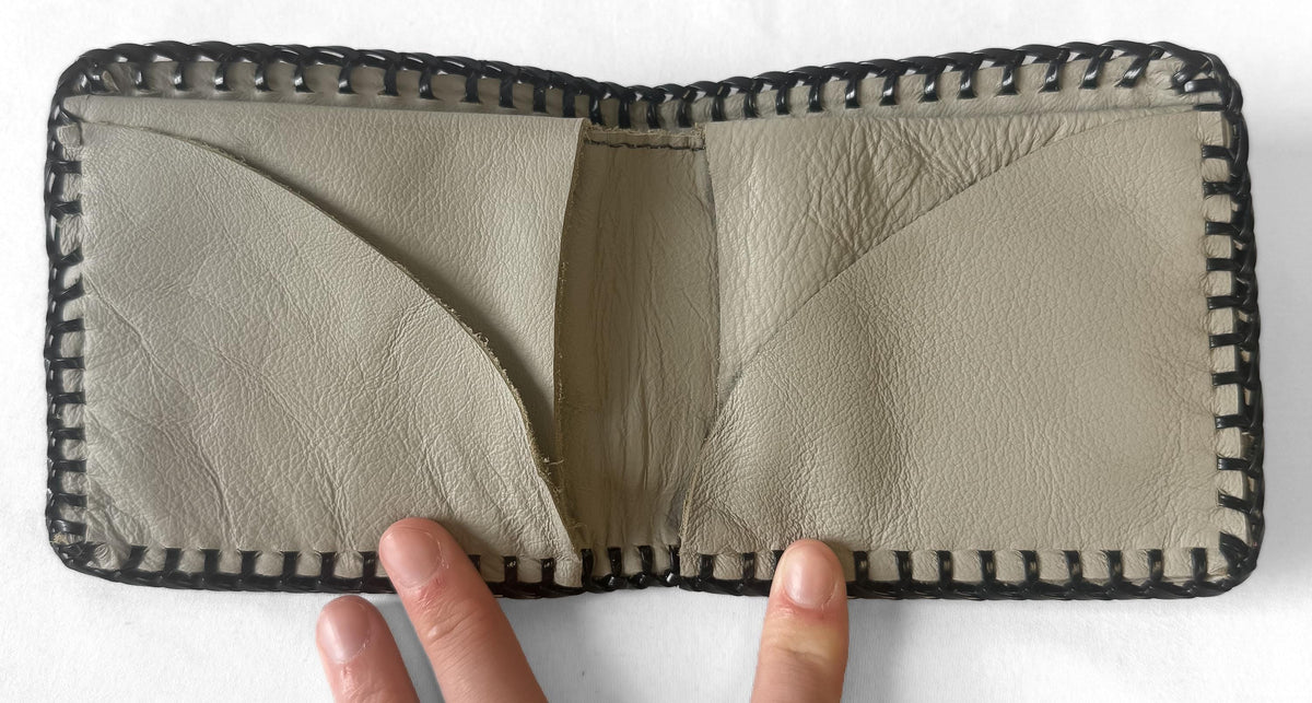 Vintage Handcrafted Fish Fisherman Tooled Leather Bifold Wallet, Unique Western Country Nature Style Wallet