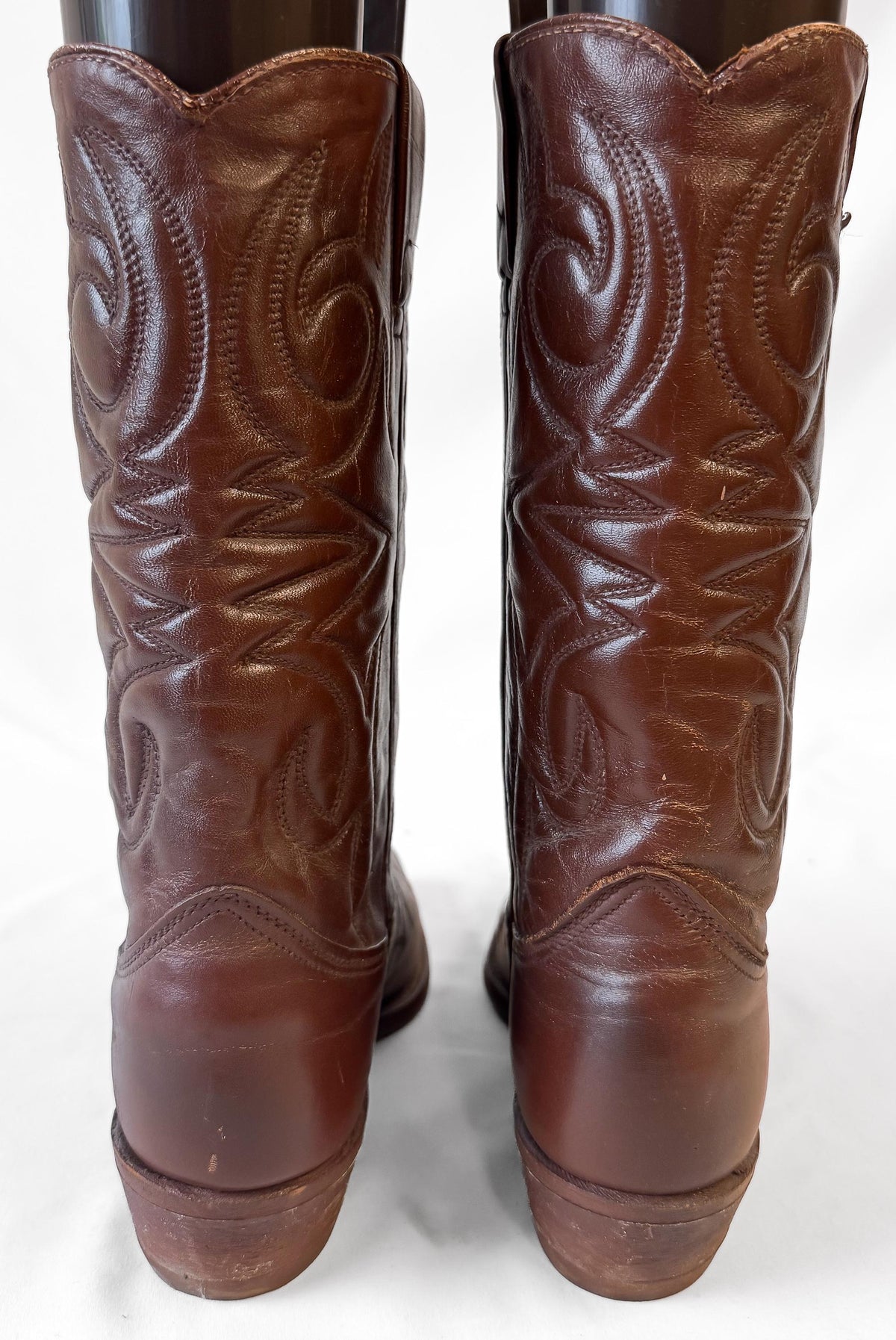 Vintage Texas Imperial Boot Co. Cognac Dark Brown Leather Western Cowboy Boots, Women's Sz, 8A