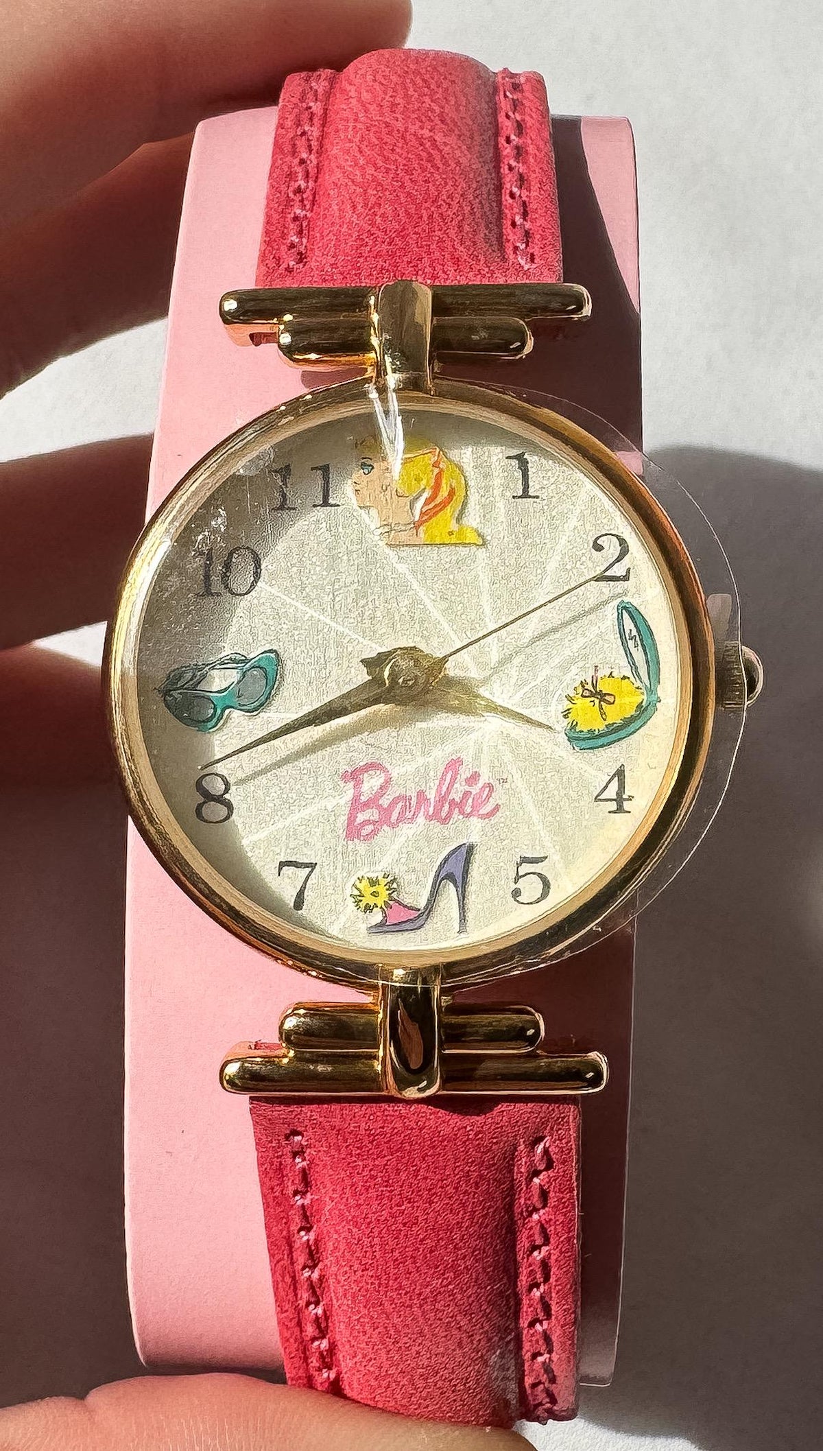 Vintage 1994 Deadstock Fossil Barbie 35th Anniversary Wrist Watch with Matching Scarf, Original Box and Tags
