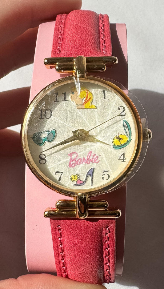 Vintage 1994 Deadstock Fossil Barbie 35th Anniversary Wrist Watch with Matching Scarf, Original Box and Tags