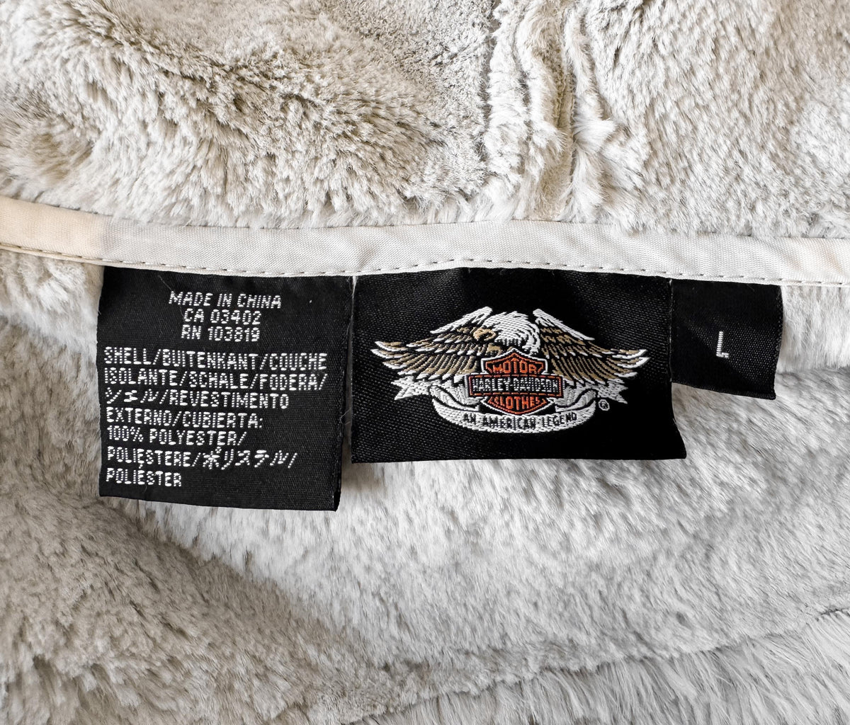 Y2K Harley Davidson Cream Beige Faux Suede Faux Sherpa Lined Hooded Jacket, Women's Sz. M/L