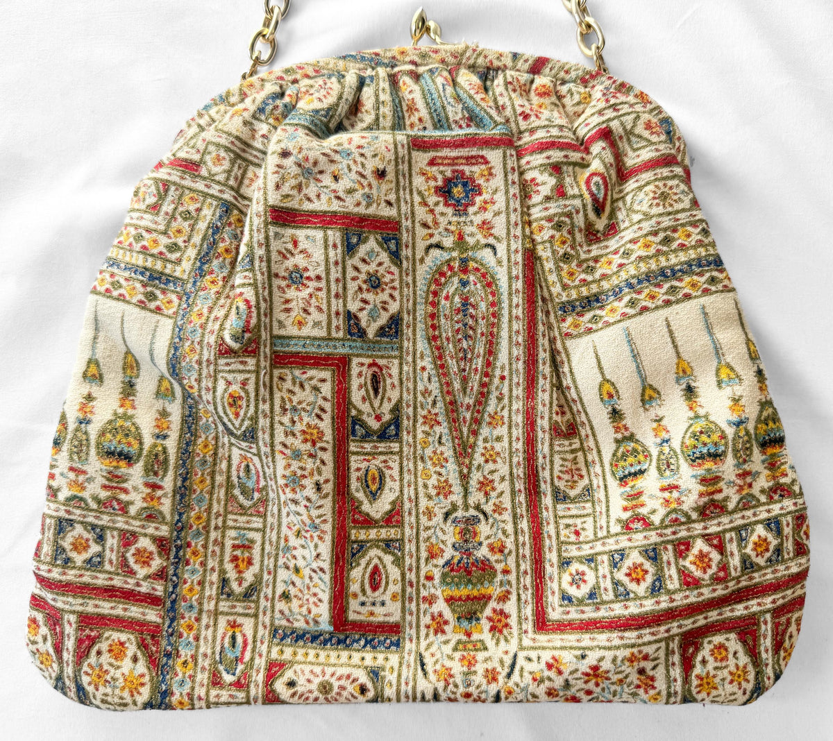 Vintage 50s/60s Ingber Tapestry Persian Style Panel Motif Kiss Lock Clutch Evening Bag