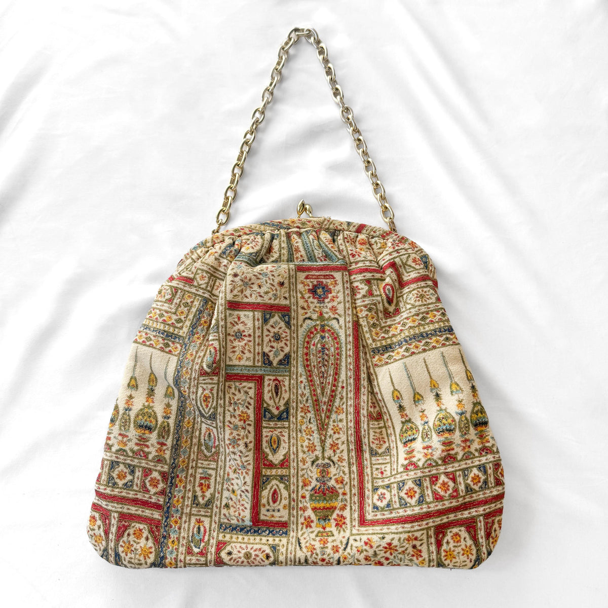 Vintage 50s/60s Ingber Tapestry Persian Style Panel Motif Kiss Lock Clutch Evening Bag