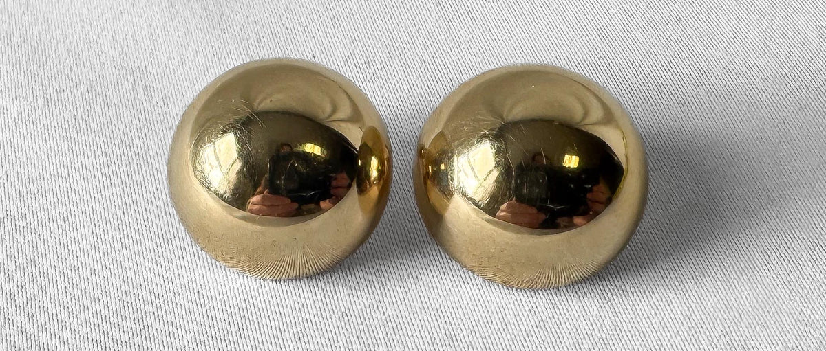 Vintage 14K George Carter Jessup Yellow Gold Globe Clip On Earrings