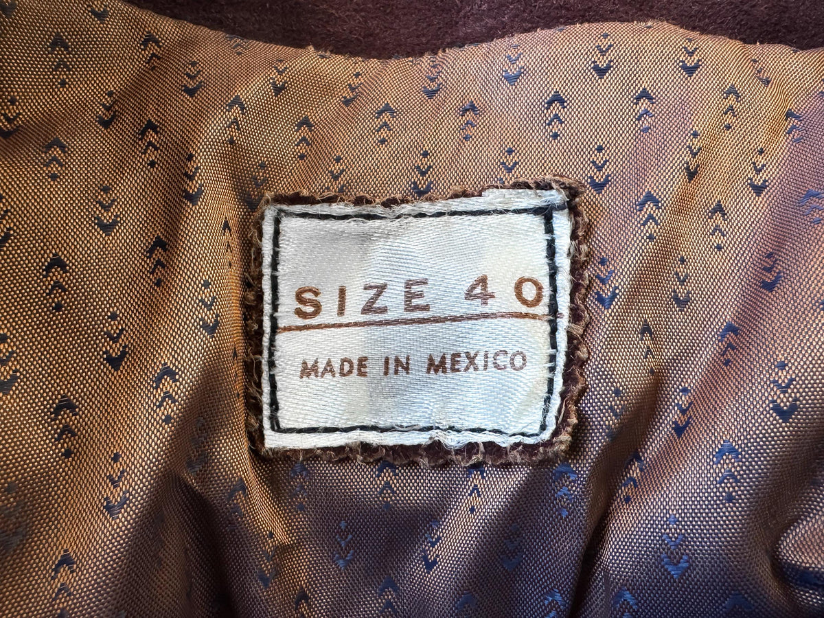Vintage Made in Mexico Chocolate Brown Fringe Suede Leather Unisex Jacket, Approx. Men's Sz. M/L