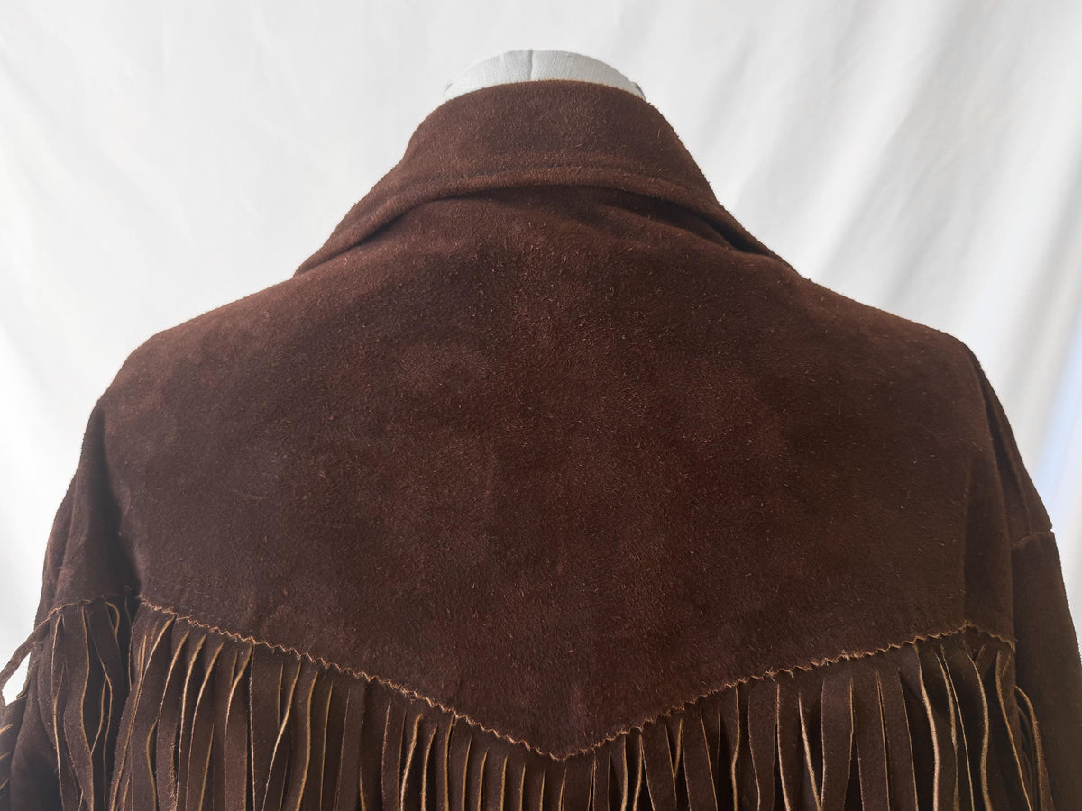 Vintage Made in Mexico Chocolate Brown Fringe Suede Leather Unisex Jacket, Approx. Men's Sz. M/L