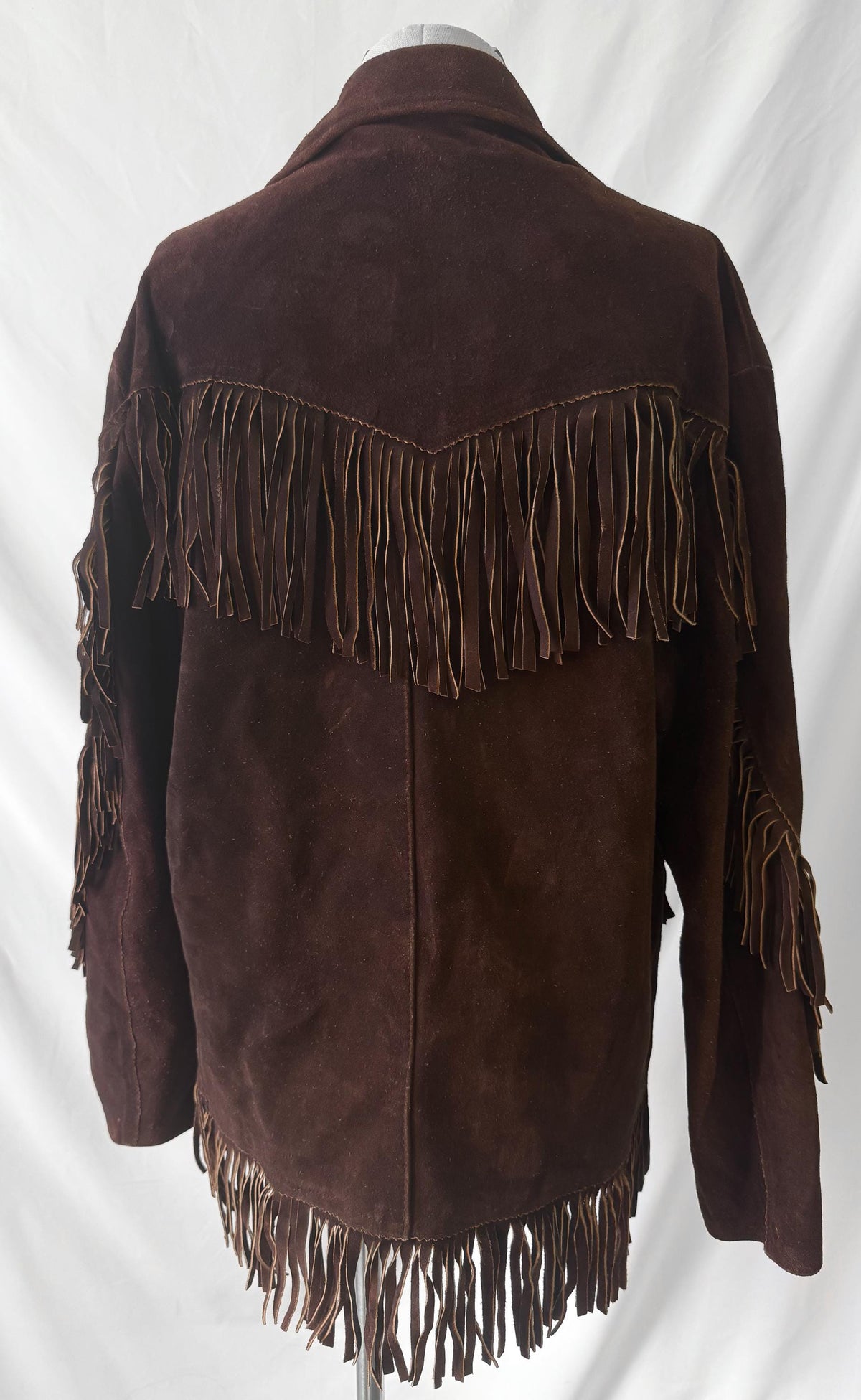 Vintage Made in Mexico Chocolate Brown Fringe Suede Leather Unisex Jacket, Approx. Men's Sz. M/L