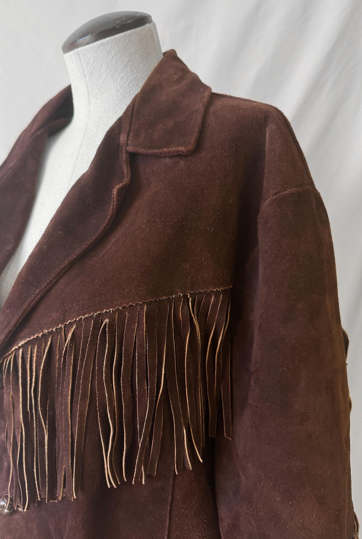 Vintage Made in Mexico Chocolate Brown Fringe Suede Leather Unisex Jacket, Approx. Men's Sz. M/L