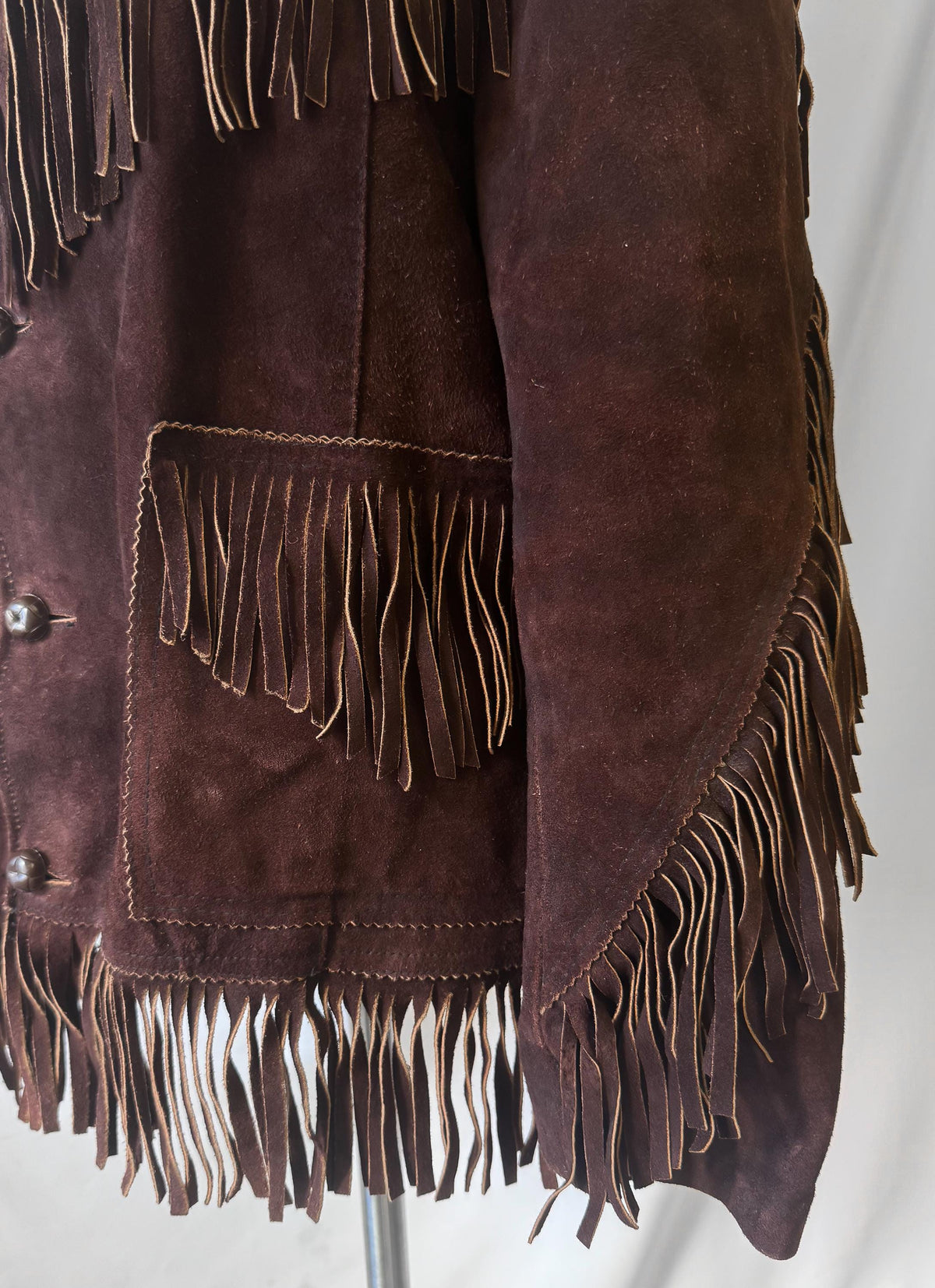Vintage Made in Mexico Chocolate Brown Fringe Suede Leather Unisex Jacket, Approx. Men's Sz. M/L