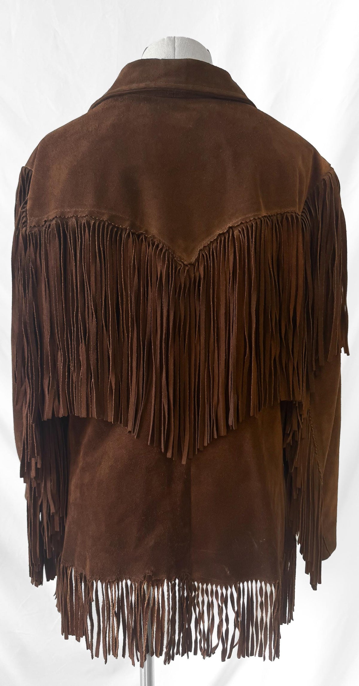 Vintage 60s/70s Tregos Westwear Dark Brown Suede Leather Fringe Unisex Western Jacket, Approx. Men's Sz. M/L