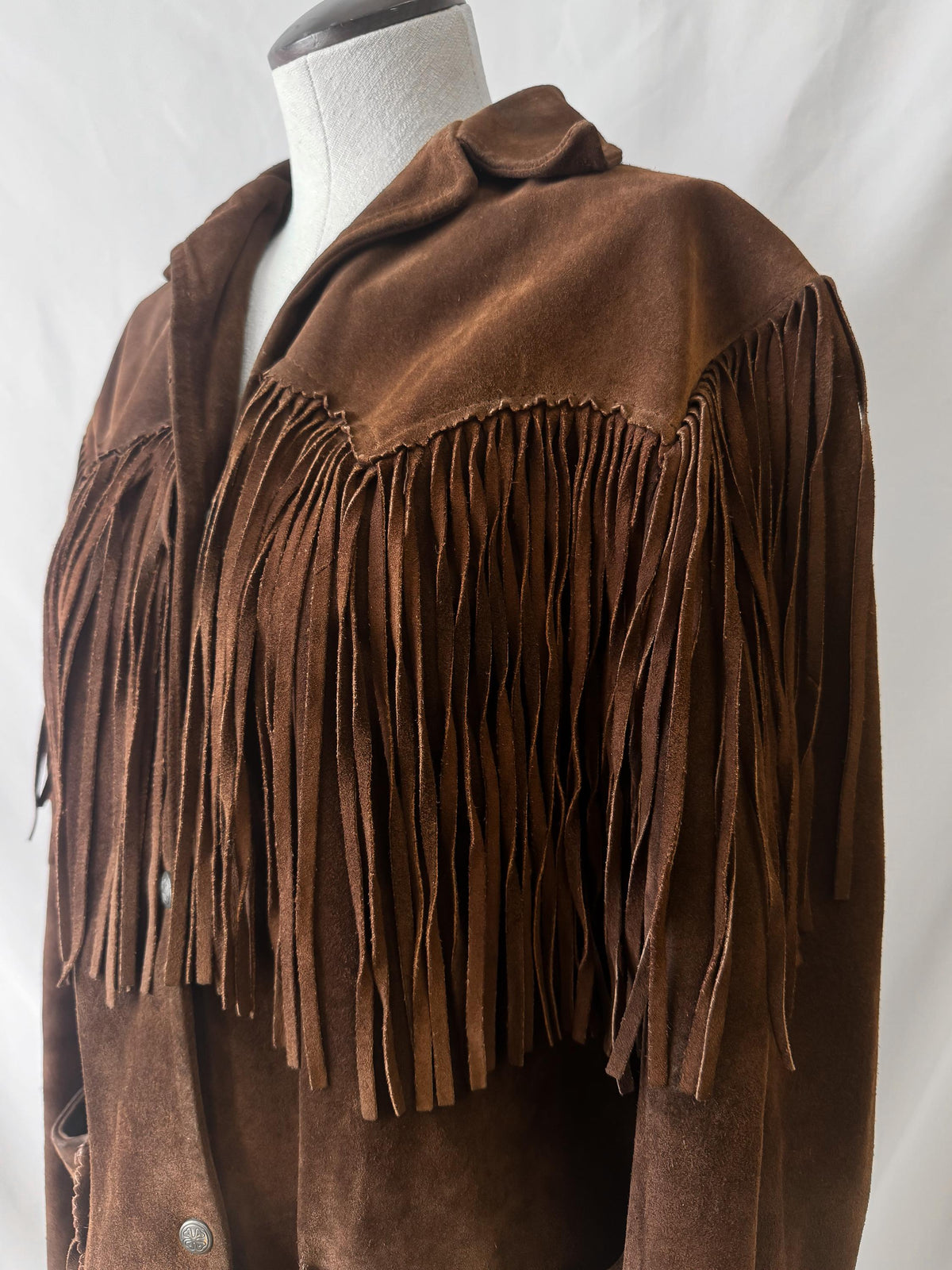 Vintage 60s/70s Tregos Westwear Dark Brown Suede Leather Fringe Unisex Western Jacket, Approx. Men's Sz. M/L
