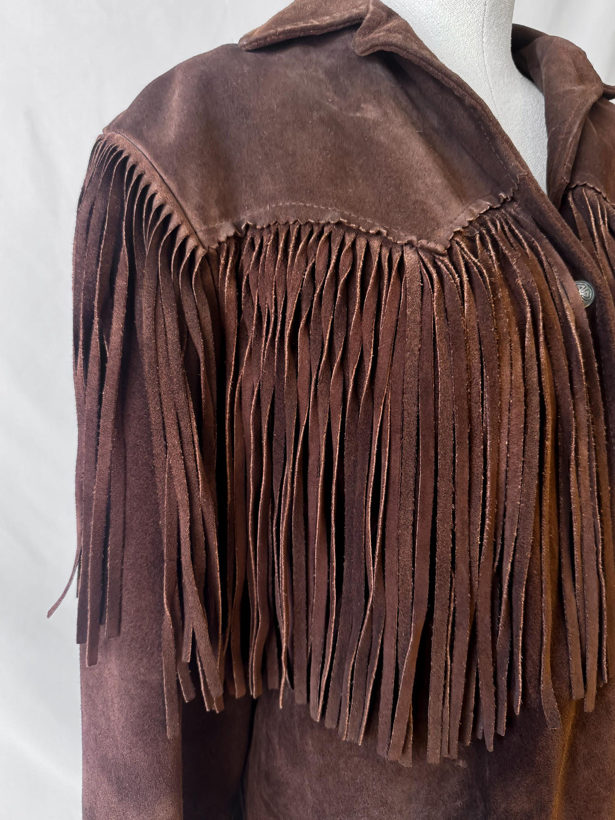Vintage 60s/70s Tregos Westwear Dark Brown Suede Leather Fringe Unisex Western Jacket, Approx. Men's Sz. M/L