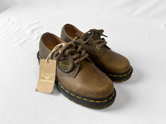 Vintage Style NWT Dr. Martens 1461 Made in England Brown Leather Lace Up Loafers, Sz. Approx. Women's 6