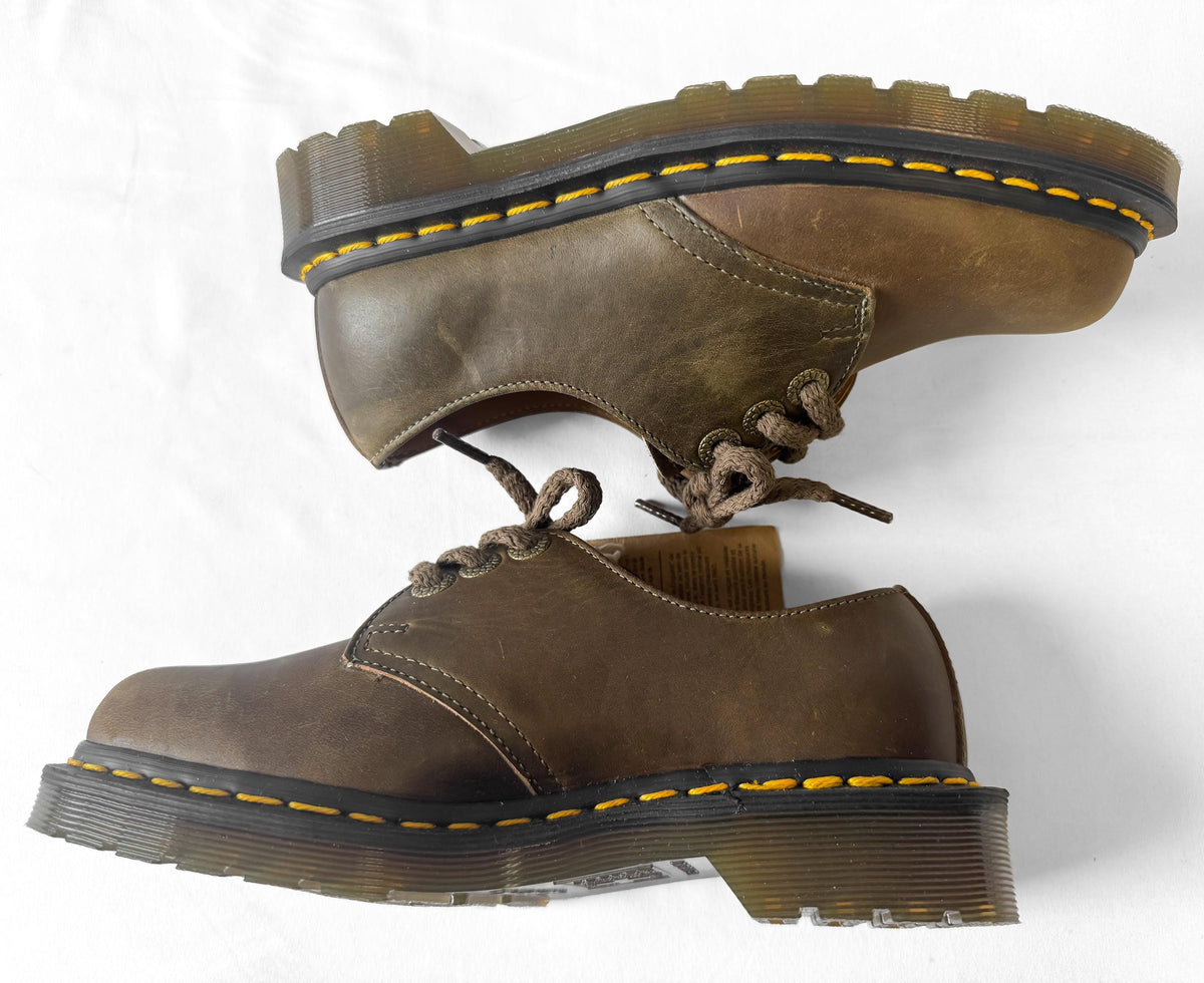Vintage Style NWT Dr. Martens 1461 Made in England Brown Leather Lace Up Loafers, Sz. Approx. Women's 6