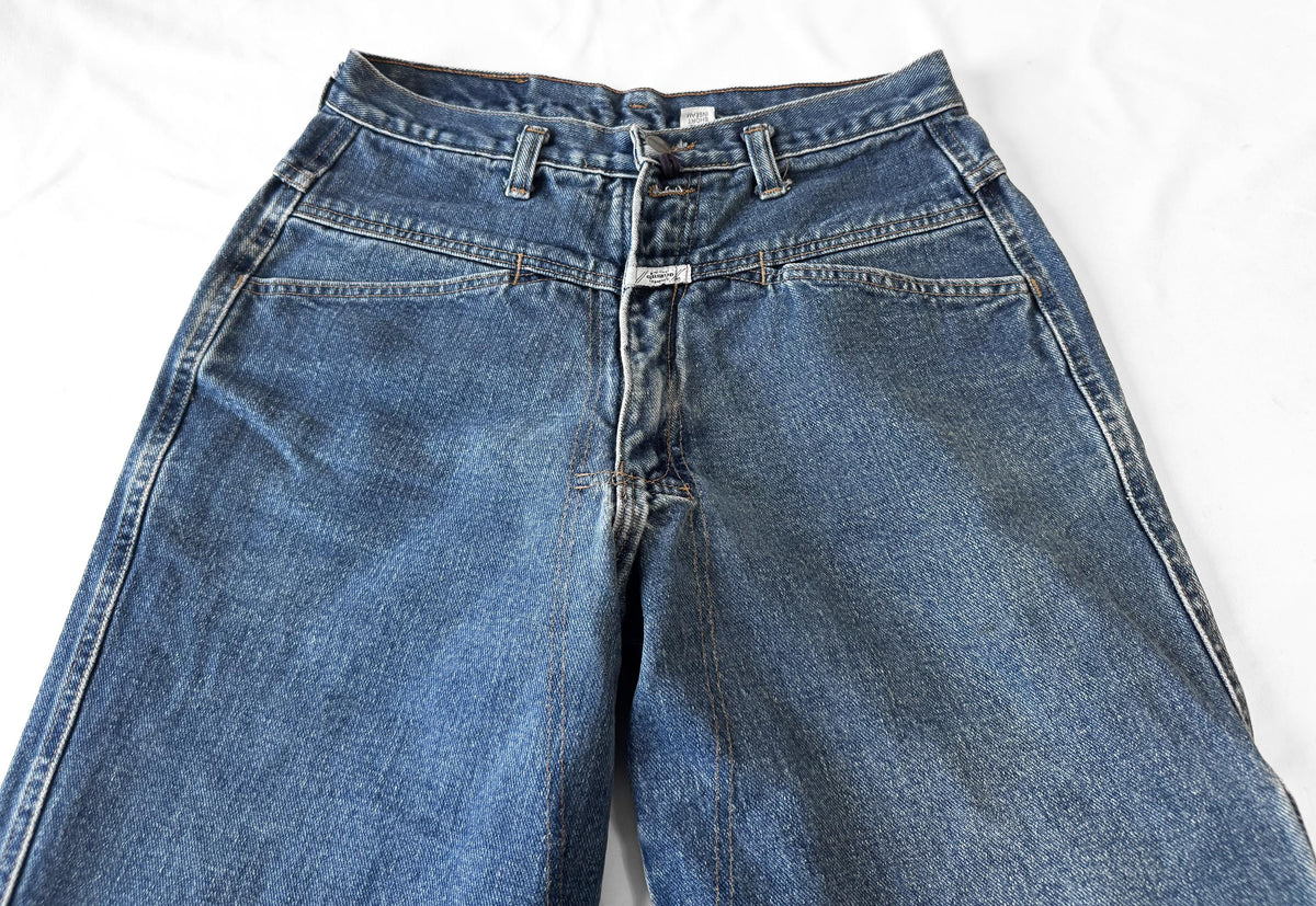 Vintage Marithe Francois Girbaud Medium Wash High Rise Baggy Carpenter Mom Jeans, Sz. 30" x 29"