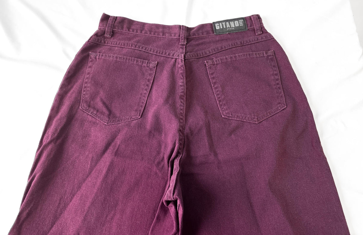 Vintage Gitano Wine Purple High Rise Relaxed Tapered Mom Jeans, Sz. 32" x 32"