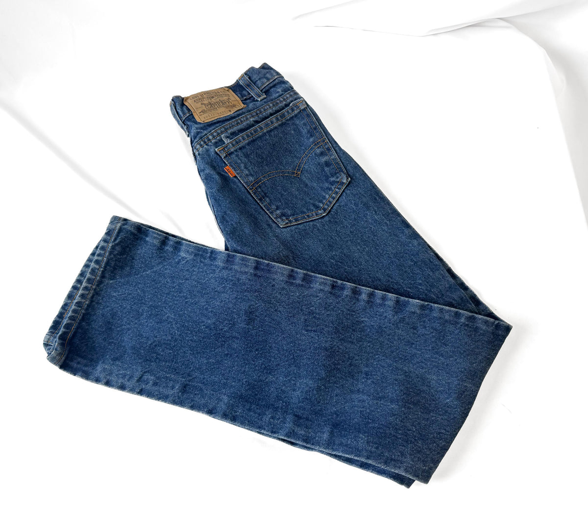 Vintage Orange Tab Levis 517 Medium Wash High Rise Bootcut Jeans, Sz. 29" x 32"